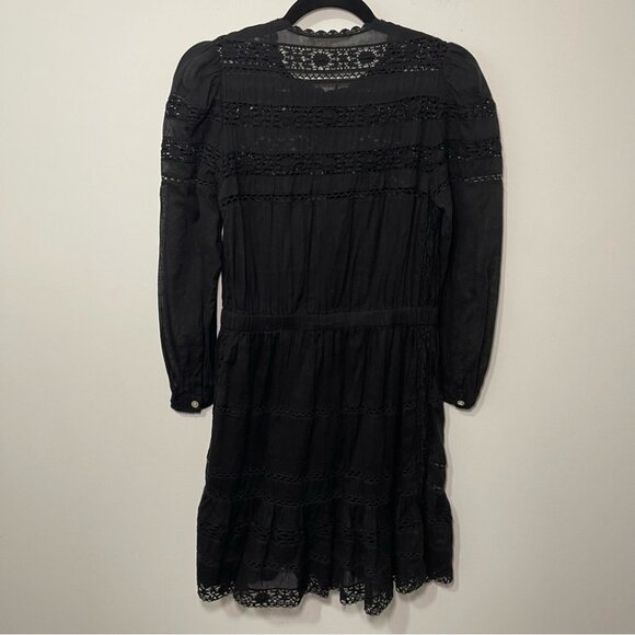 Isabel Marant Etoile women's Black Greta Cotton Voile Lace crochet dress in 36 - Picture 10 of 11